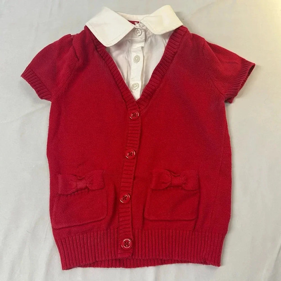 Gymboree - Short sleeve knit pullover V-neck cardigan w/ built in shirt. Size 3 - Picture 1 of 3